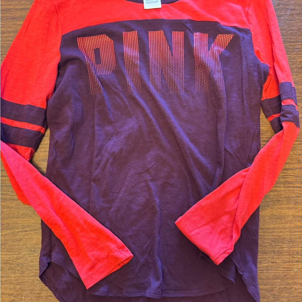 Victoria's Secret Red and Purple Long Sleeve Tee